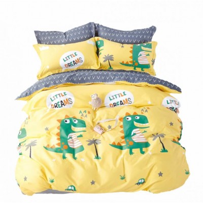 Super Hot Sale 100% Cotton Cute Dinosaur Kids Design Bedding Set Bed Linen Bed Sheet